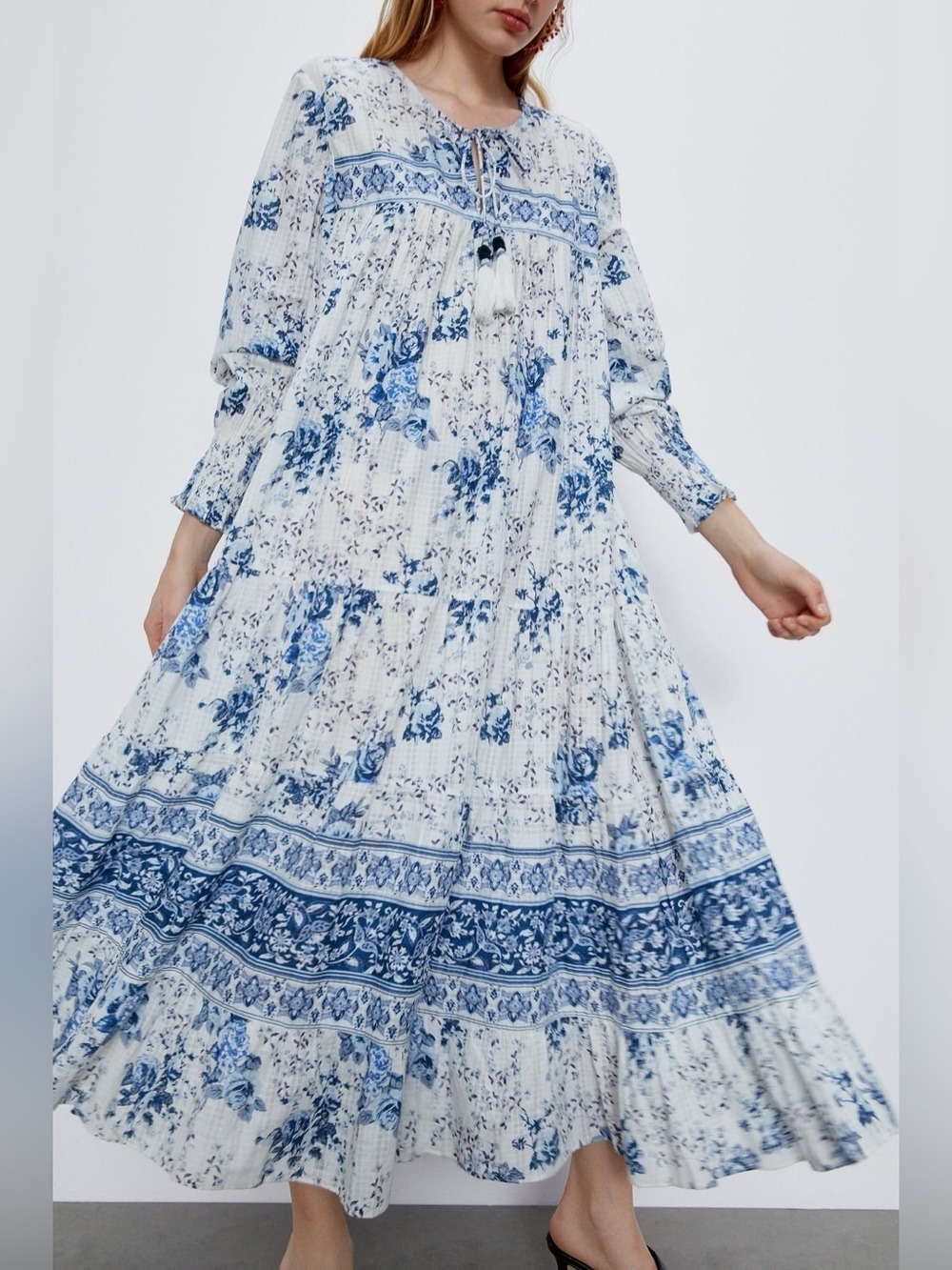 Zara Boho Floral Long Printed Maxi Dress Bloggers Favorite - Picture 5 of 13